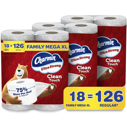 Papel higiénico Charmin Ultra Strong Clean Touch, 18 rollos