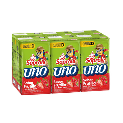 Bebida Láctea Probiótico UNO Sabor Frutilla Pack 6 Caja, 6 Un - Soprole | Apishop