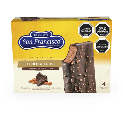 Helado paleta 0% azucar sabor chocolate nuss, 60 ml - San Francisco | Apishop