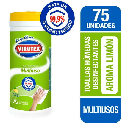 Toallitas Desinfectantes Multiuso Limón Bolsa Resellable, 75 Un