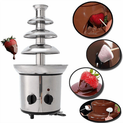 Fuente De Chocolate Eléctrica De Acero Inoxidable 3 Niveles