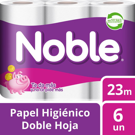 Papel Higiénico Noble Doble Hoja 6 Un 23 mt