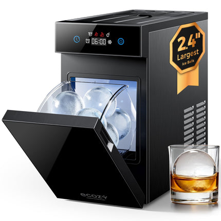 Máquina para hacer esferas de hielo ecozy 2.4" transparente con tecnología CrystalFlux, 32 piezas/dí