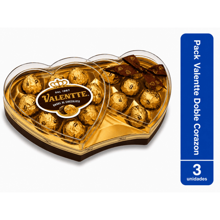 Pack 3 Caja Doble Corazon Valentte 200g