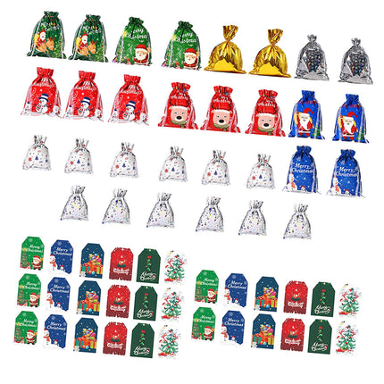 30 Piezas Bolsa De Regalo De Navidad Con Cordón Bolsa De Dulces De Navidad Para Niños Bolsas Y Etiquetas De Regalo De Vacaciones