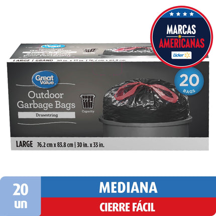 Bolsa de Basura Mediana con Asas 76x84 cm, 20 Un