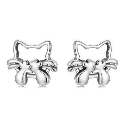 Aros Plata 925 Gatito Dulce