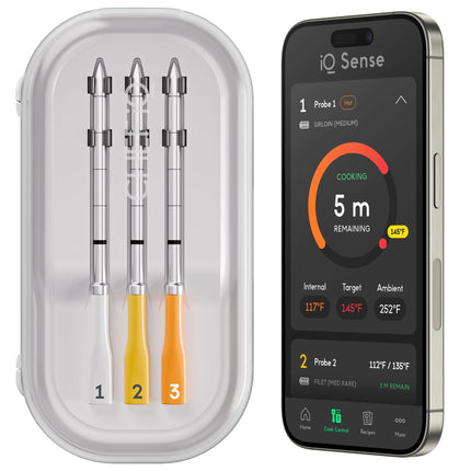 Termómetro de carne inalámbrico CHEF iQ Sense con 3 sondas y WiFi