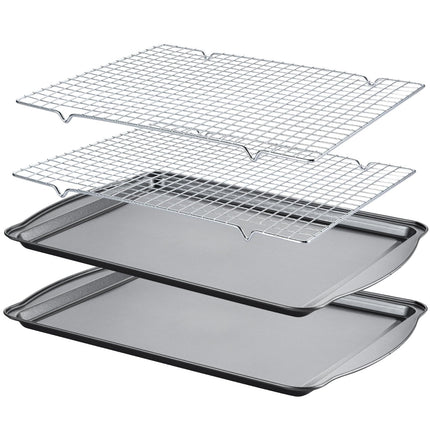 Juego de bandejas para hornear Gymdin de acero al carbono con rejillas de refrigeración, 2 unidades