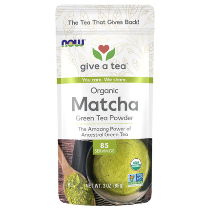 Té verde matcha en polvo NOW Foods, 85 ml, certificado orgánico