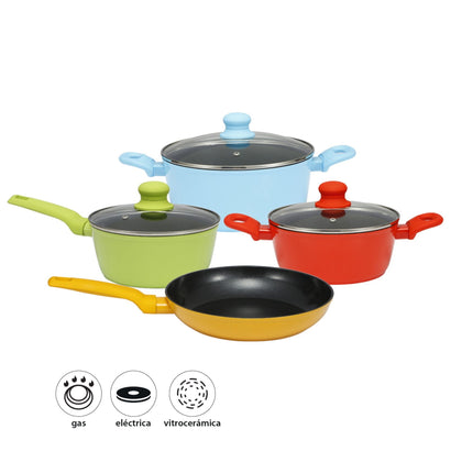 Batería de Cocina 7 Piezas Cl201005A Aluminio Multicolor