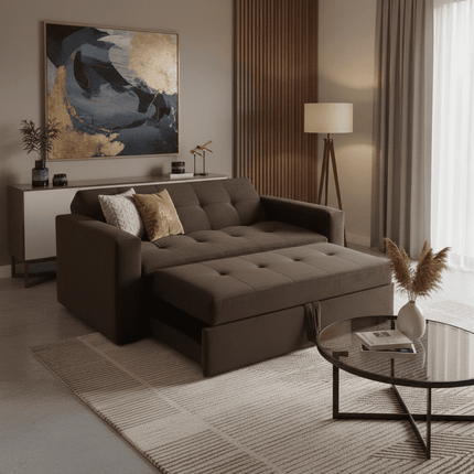 Sofa Cama Novus Tres Posiciones Chocolate Felpa