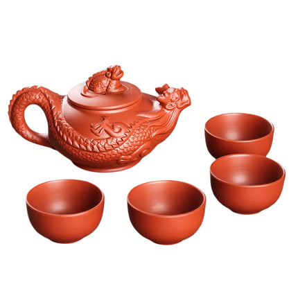 Juego De Té De Kung Fu Portátil Resistente Al Calor Para El Hogar Para El Salón De Té Del Hotel Al Aire Libre Rojo