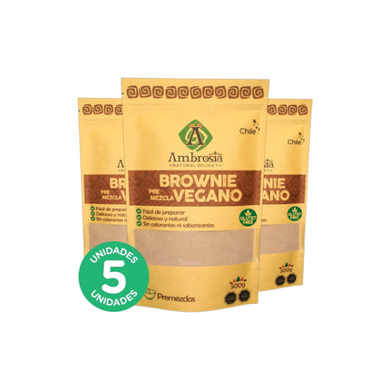 Pack 5, Premezcla Brownie Vegano 500gr