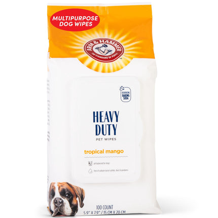 Toallitas de baño para perros Arm & Hammer, resistentes, con aroma a mango, 100 unidades