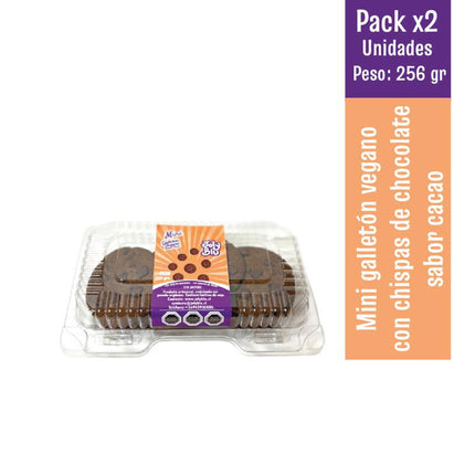 Pack x2 mini galletón vegano con chispas de chocolate sabor cacao