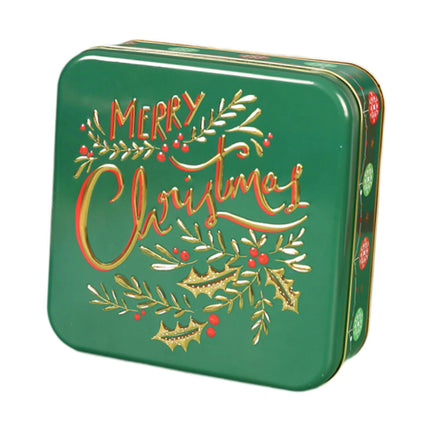 Caja De Galletas Navideñas Con Forma De Lata De Hierro Con Dibujos Animados Para Fiestas De Año Nuevo, Vacaciones, Color Verde FELIZ