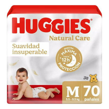 Pañal Huggies Natural Care M 70 Unidades Xtra-flex