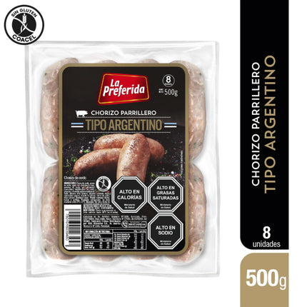 Chorizo Parrillero Tipo Argentino 8 Un, 500 g