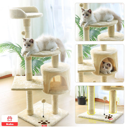 Rascador Para Gatos Caseros Arbol Torre Con Yute 116cm Beige