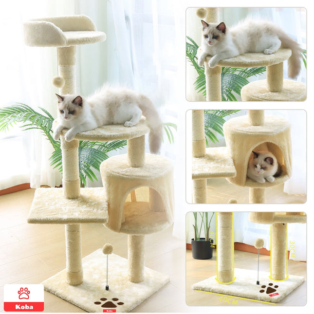 Rascador Para Gatos Caseros Arbol Torre Con Yute 116cm Beige