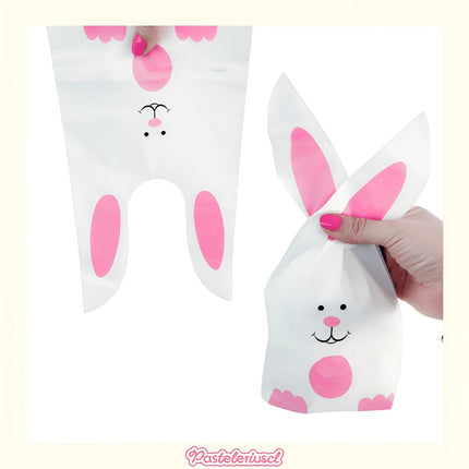Pack X100 Bolsas De Plástico Para Dulces De Pascua Bolsas De Regalos Para Niños rosa 22X13CM