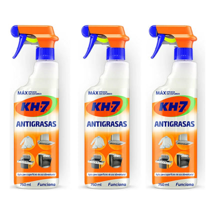 Pack Quitagrasa Concentrado Kh7 Cocina Ropa Grasa 750ml x3