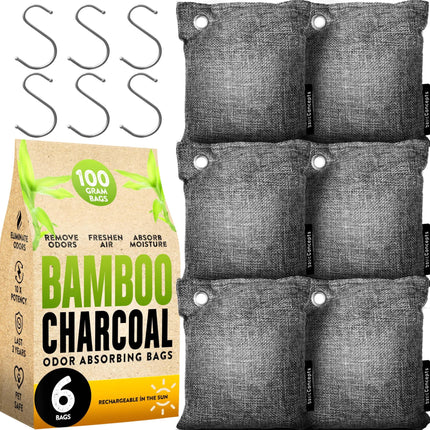 Absorbedor de olores de carbón, paquete de 6 unidades, 100 g cada uno, para el hogar y el coche