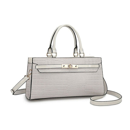 Bolso Satchel MKF Collection - Colby, Elegante, de Cuero Vegano, con Asa Superior y Correa Desmontable, Espacioso y Elegante para Mujeres - Blanco