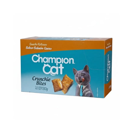 Snack Champion Cat Crunchie Bites Salmón - Queso 12x 80 Grs.