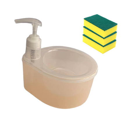 Dispensador De Jabón Líquido 2 En 1, 3 Esponjas Para Lavar Platos, Para Bar, Cocina, Encimera, Naranja
