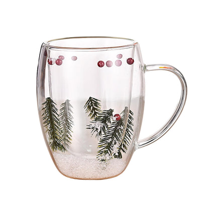 Taza De Café De Cristal Navideña, Taza De Leche Y Té De 350ml Para Regalo De Cumpleaños, Inauguración De La Casa