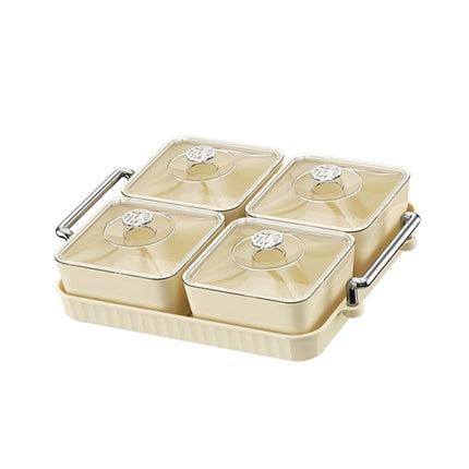 Plato Para Servir Dividido, Caja De Aperitivos Móvil, Contenedor Para Regalo De Aperitivo Dulce, 4 Tazones