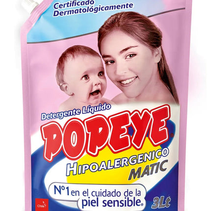 Popeye Detergente liquido hipoalergenico Doypack 3 L | Apishop.cl