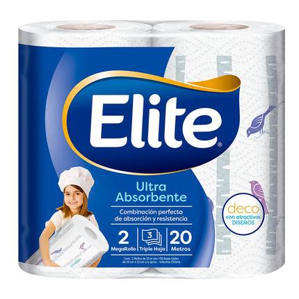 Elite Toalla Triple Hoja Deco Maxirollo 20 metros 2 unid | Apishop.cl