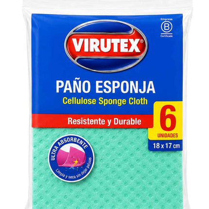 Virutex Paño Esponja Absorbente 6 unid | Apishop.cl