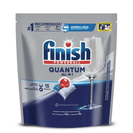 Finish Quantum Lavavajilla Tabletas Todo en uno 15 unid | Apishop.cl
