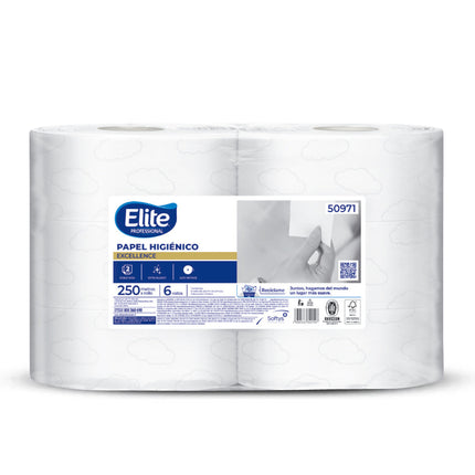 Elite Papel Higiénico Jumbo Doble Hoja 250m 6 rollos | Apishop.cl