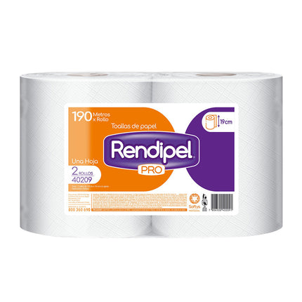 Rendipel Toalla de Papel Industrial Pro 190m 2 rollos | Apishop.cl