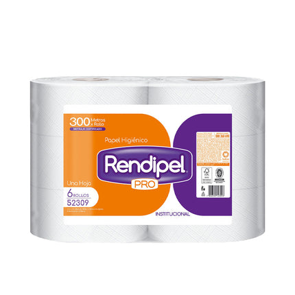 Rendipel Papel Higiénico Industrial Pro 300m 6 rollos | Apishop.cl