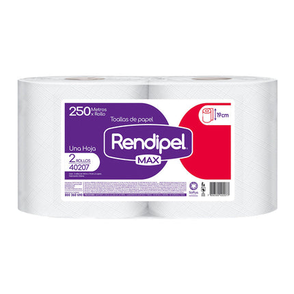 Rendipel Toalla de Papel Industrial Max 250m 2 rollos | Apishop.cl