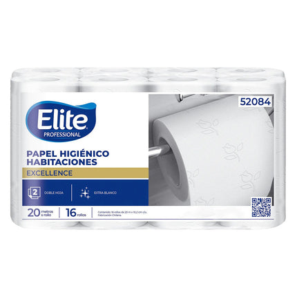 Elite Papel Higiénico Habitaciones Doble Hoja 20 metros 16 rollos | Apishop.cl