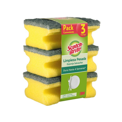 Scotch-Brite Esponja Limpieza Pesada Salvauñas 3 unid | Apishop.cl