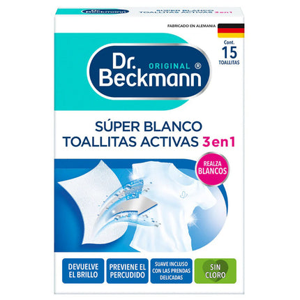 Dr. Beckmann Toallitas Activas Súper Blanco 15 unid | Apishop.cl
