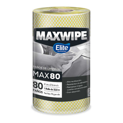 Elite Maxwipe Paños de Limpieza MAX80 Amarillo 80 unid | Apishop.cl