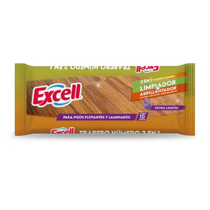 Excell Trapero húmedo 2 en 1 Limpiador y Abrillantador Lavanda 10 unid | Apishop.cl