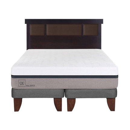 Cama Europea Balance 2 Plazas Base Dividida + Respaldo Dublin Chocolate