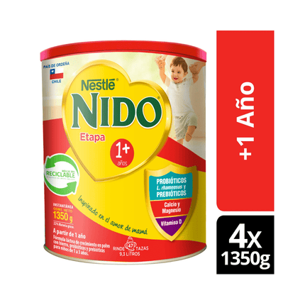 Pack x4 leche Nido 1+ protectus® 1350g