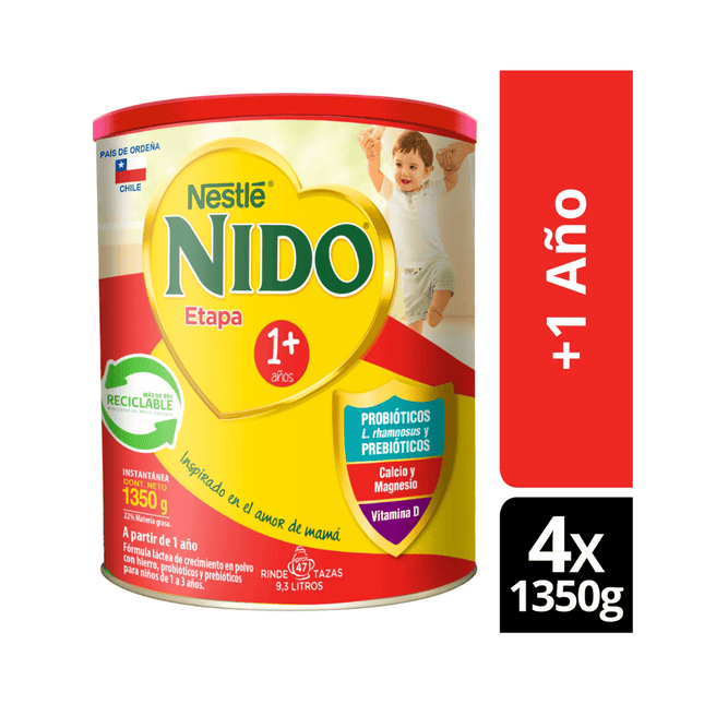 Pack x4 leche Nido 1+ protectus® 1350g