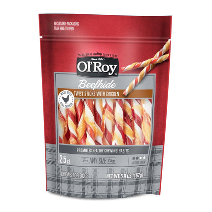 Snacks para Perros OlRoy Beefhide Twist Pollo 25u 167g